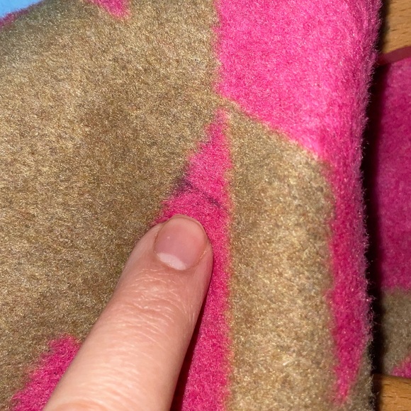 Avec Les Filles Wool Blend Brown Pink Oversized Houndstooth Printed Coat - Picture 10 of 10